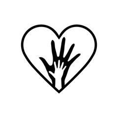 Hand of Mother and Child in the Heart Icon. The Element of Orphanage Emblem or Family Sign. Detailed Hand of Mother and Child in Heart Icon Can be Used for Web or Mobile App