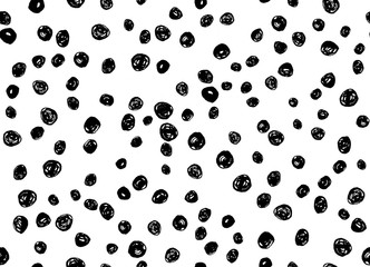 Abstract seamless pattern with black dots. Design for packaging paper, postcards, booklets, printing on fabrics, clothing. High resolution. Festive background.
