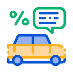 Car Percent Quote Icon Vector. Outline Car Percent Quote Sign. Isolated Contour Symbol Illustration