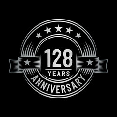 128 years anniversary celebration logotype. Vector and illustration.