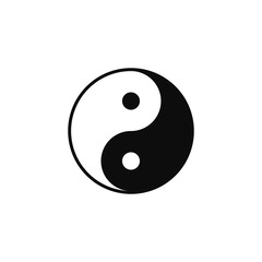 Yin Yang icon. Vector yin-yang symbol without border around the edge. Black and white Ying yang symbol of harmony and balance.