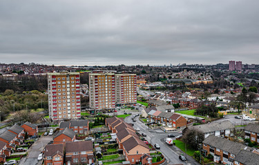 Obraz premium The view from Bramley looking into Leeds City centre