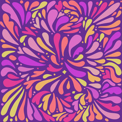 Vector vibrant color Holi paint splashes or drops holiday background in flat style