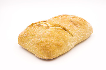 Fototapeta na wymiar Chiabata bread bun closeup on white background