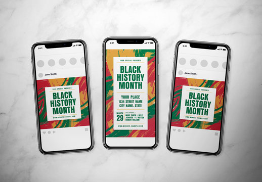 Black History Month Social Media Post Layout Set with Abstract Background