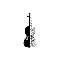 Treble clef and violin vector © DUYGU YALÇIN