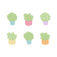 Cute vase of flower vector illustration set