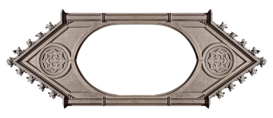 Panoramic silver gothic frame for paintings, mirrors or photos isolated on white background