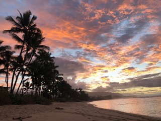 Sunset on the beach in Hawaii