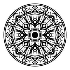 Mandala decorative round ornament. Can be used for greeting card, phone case print, etc. Hand drawn background, vector isolated on white. EPS 10 