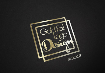 Gold Foil Logo Texture Mockup