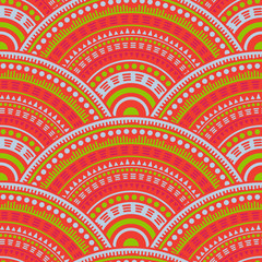 Ethnic circle shapes seamless geometric pattern.