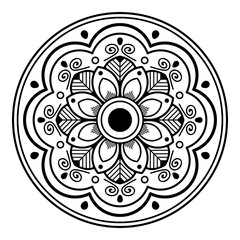 Mandala decorative round ornament. Can be used for greeting card, phone case print, etc. Hand drawn background, vector isolated on white. EPS 10 