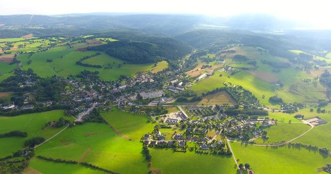 Aerial Drone Shot of Erzgebirge Landscapes Ore Mountains Saxony East Germany