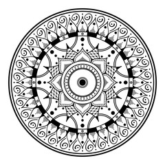 Mandala decorative round ornament. Can be used for greeting card, phone case print, etc. Hand drawn background, vector isolated on white. EPS 10 