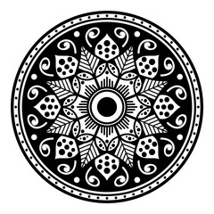 Mandala decorative round ornament. Can be used for greeting card, phone case print, etc. Hand drawn background, vector isolated on white. EPS 10 