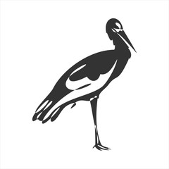 Continuous line drawing stork. Template for your design works. Vector illustration.