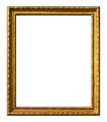 Golden frame for paintings, mirrors or photo isolated on white background	