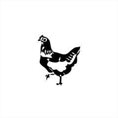 Hen drawn in one line. Vector image of a chicken.Logo illustration.