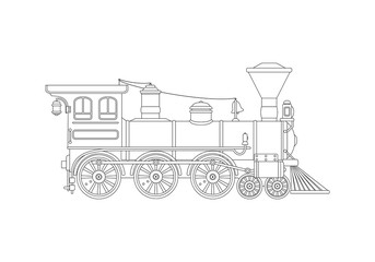 Contour vintage steam locomotive in retro style © OWLISKO DESIGN