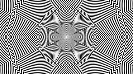 Vector - Black and white abstract flower background.Bursting,Radial,radiating pattern.Optical illusion.