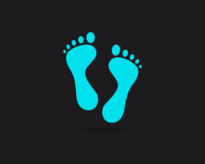 Plakat Human footprint web icons set isolated on black background, top view
