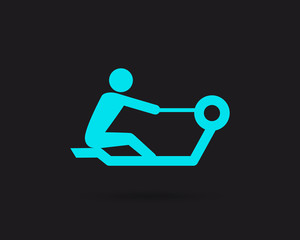 Rowing icon, rowing machine vector web icon isolated on white background, EPS 10, top view	