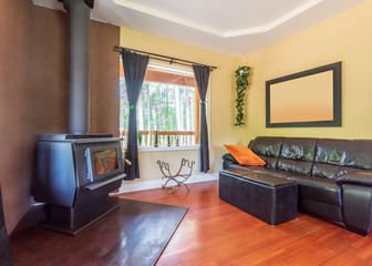 Fragment of interior design of a luxury living room in luxury house.