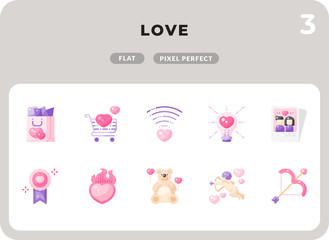 Love Glyph Icons Pack for UI. Pixel perfect thin line vector icon set for web design and website application.