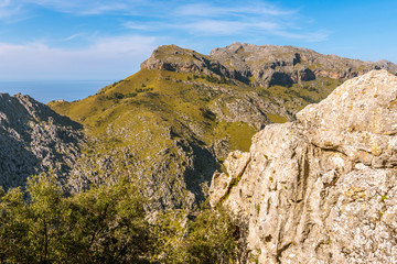 Fototapeta na wymiar Majorca, Spain. Viewpoint in mountainous northwest coast of the island