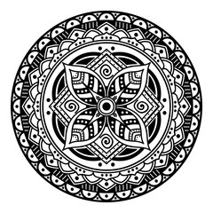 Abstract black and white line drawing, contour image for adult and older children.