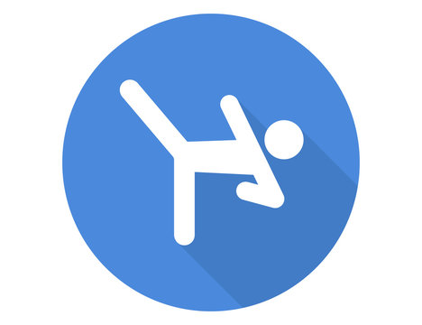 Martial arts vector web icon isolated on blue background, EPS 10, top view	