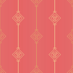 Golden Chinese vector seamless pattern. Endless texture for decorative wallpapers, background. Traditional Chinese pattern.