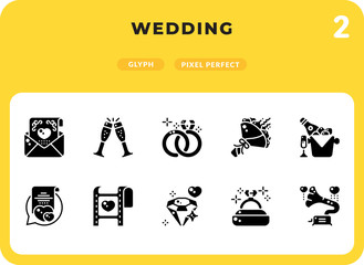 Wedding Flat  Icons Pack for UI. Pixel perfect thin line vector icon set for web design and website application.