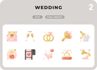 Wedding Glyph Icons Pack for UI. Pixel perfect thin line vector icon set for web design and website application.