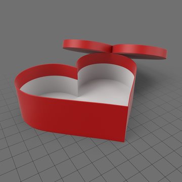 Open heart shaped gift box