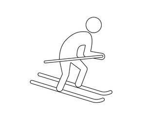 Skiing, Skier skiing downhill vector web icon isolated on white background, EPS 10, top view	
