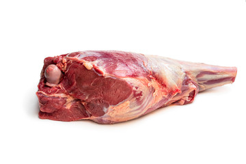 Fresh raw lamb leg isolated on white
