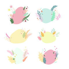 Set of vector backgrounds with floral elements