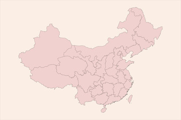 China map highlighted Vintage pink shade background vector. Perfect for business concepts, backgrounds, backdrop, banner, poster and wallpapers.