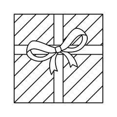 silhouette of gift box with ribbon on white background