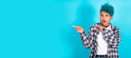 trendy afro american young girl isolated on color background