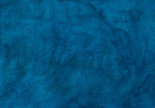 Watercolor deep blue background texture. Watercolour abstract old dark ink blue backdrop. 