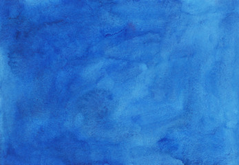 Obraz premium Watercolor sky blue background texture hand painted. Cerulean stains on paper.