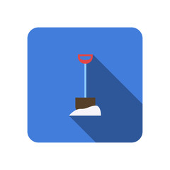 shovel flat icon with long shadow. Industrial equipment vector