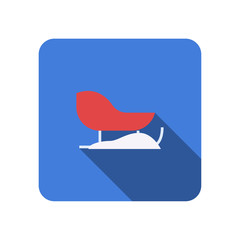 Snow sled illustration vector design flat icon with long shadow