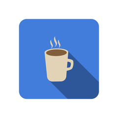 cup tea coffee flat icon with long shadow vector