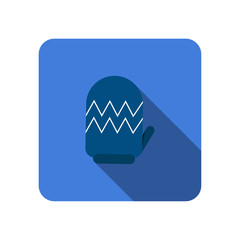 winter gloves flat icon with long shadow vector