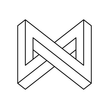 Impossible shape, optical illusion. Geometric optical illusion shapes for logo or identity