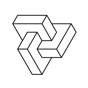 Impossible shape, optical illusion. Geometric optical illusion shapes for logo or identity